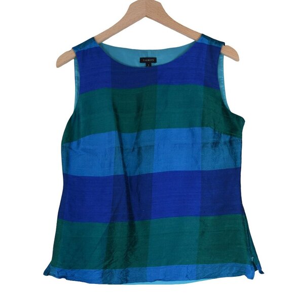 Talbots 100% Silk Tank Top 6 Jewel Tone Colorblock Preppy Mod Blouse - Picture 1 of 8